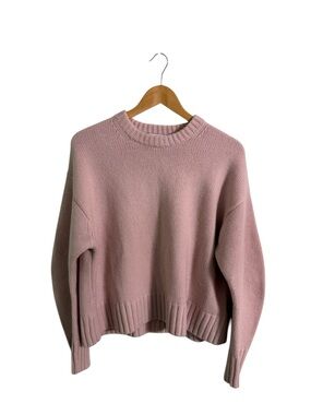 COS Chunky Pure Cashmere Crew Neck Jumper Sweater Pink Size X-Small